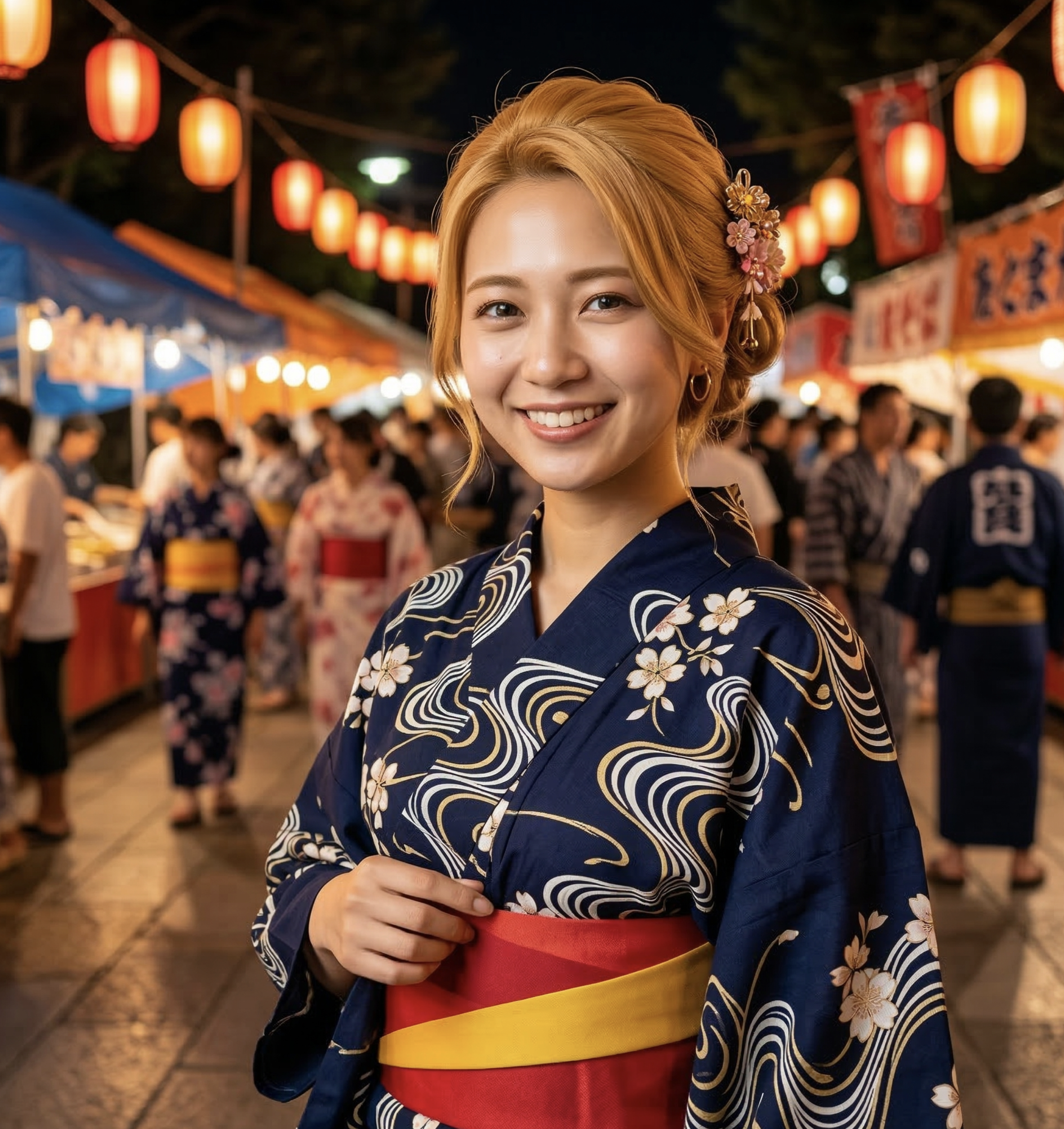 After: 浴衣+祭り背景